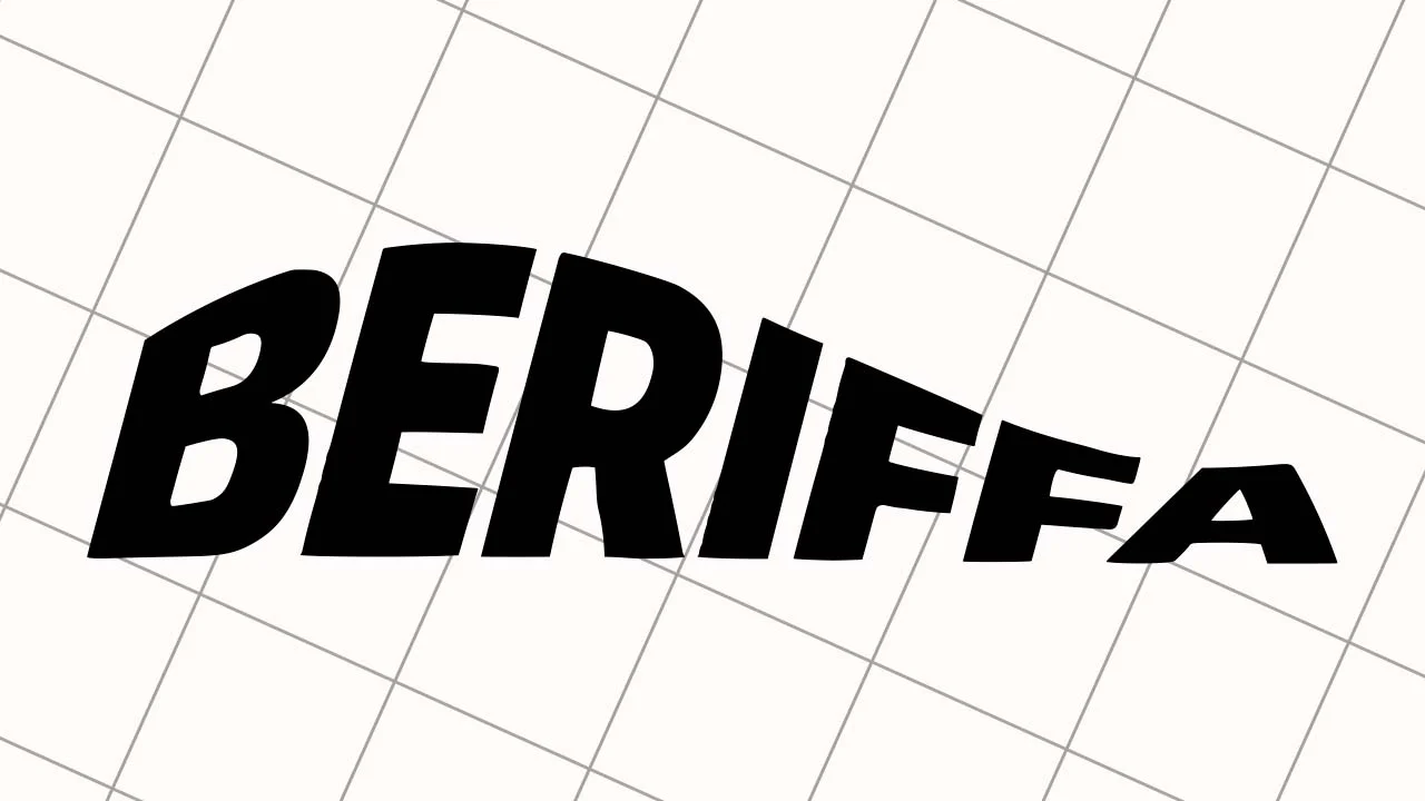The BERIFFA wordmark in heavy black letters on a tilted grid